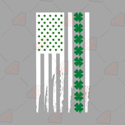 USA White Flag with Shamrocks SVG Cut File St Patrick's Day SVG