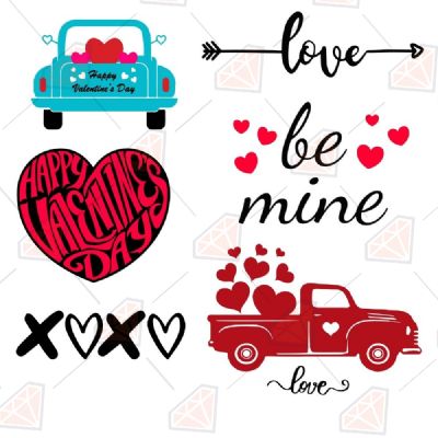 Valentine Day Bundle SVG Cut File (7 Design) Valentine's Day SVG
