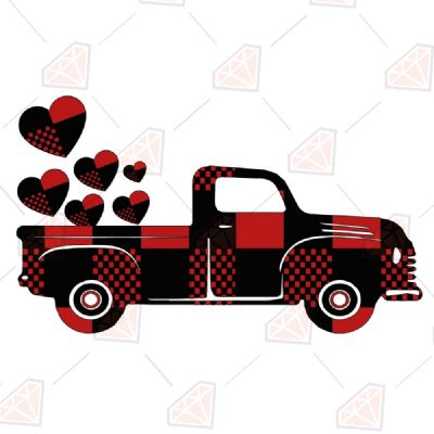 Buffalo Plaid Valentine's Day Truck SVG Valentine's Day SVG