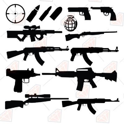 Weapon Bundle SVG, Weapon Military Bundle SVG Instant Download Drawings