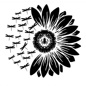 Half Sunflower with Dragonfly SVG | Half Sunflower Instant Download Sunflower SVG