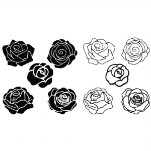 Roses Bundle SVG, Roses Outline Clipart Cut Files Flower SVG