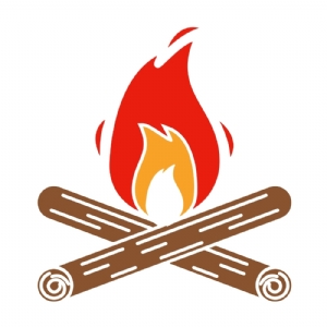 Camp Fire with Wood SVG Cut Files, Fire Clipart Instant Download Camping SVG