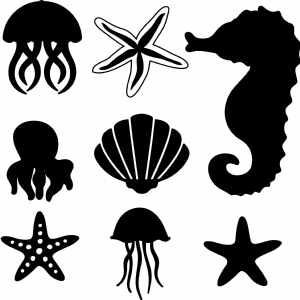 Black Sea Creatures Bundle SVG & Clipart Files Sea Life and Creatures SVG