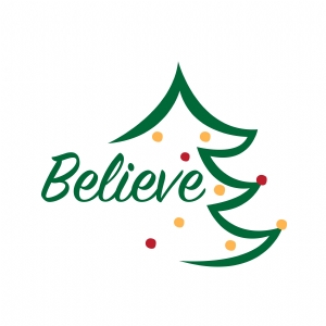 Believe Tree SVG Cut File, Christmas Tree Believe SVG Instant Download Christmas SVG