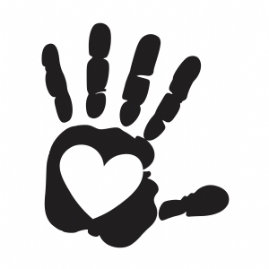 Heart Handprint SVG, Black Handprint Inside Heart SVG Cut File Vector Illustration