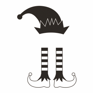 Black and White Elf Legs and Hat Monogram SVG Cut File Christmas SVG