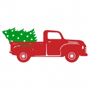 Christmas Truck with White Fruit Tree SVG Cut File Christmas SVG