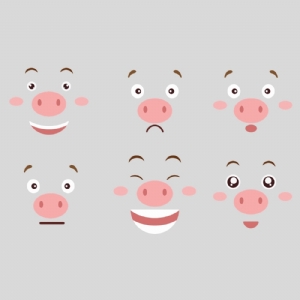 Cute Pig Faces SVG Clipart Files, Pig Faces SVG Cartoons
