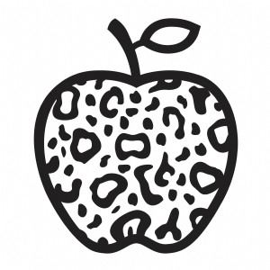 Apple Outline Inside Leopard Pattern SVG Cut File Fruits and Vegetables SVG