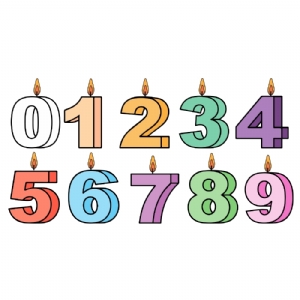Birthday Numbers SVG Cut Files, Numerial Clipart Vector Files Birthday SVG