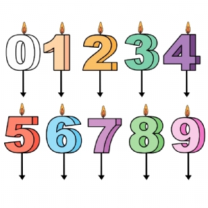 Birthday Numeral Candle Svg Vector Files, Birthday Candles Clipart Birthday SVG