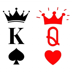 King & Queen SVG Cut Files, King of Spades & Queen Of Hearts SVG T-shirt SVG