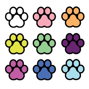 colorful paw prints clip art