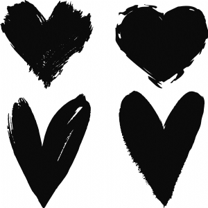 Black Brush Heart SVG Cut Files, Brsuh Stroke Heart Clipart Drawings