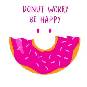 Donut Worry Be Happy SVG Cut File, Cute Donut SVG Files Snack