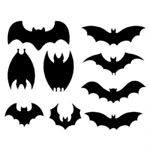 Halloween Bat Silhouette SVG, Bat Bundle Clipart Halloween SVG