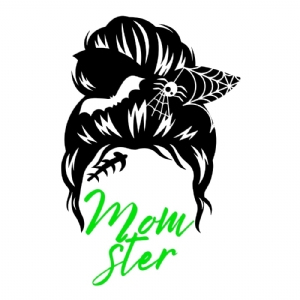 Momster Messy Bun SVG Cut File, Halloween Momster SVG Messy Bun SVG
