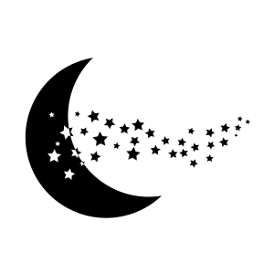 Moon with Stars SVG Cut File, Star Wave with Moon Vector Files Vector Illustration