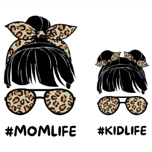Leopard Messy Hair SVG Cut File | Mom Life & Kid Life SVG Messy Bun SVG