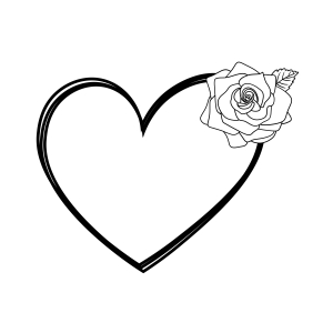 Heart with Rose SVG, Heart with Rose Clipart Instant Download Drawings