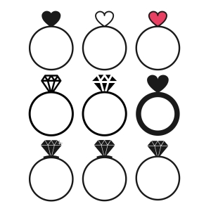 Wedding Rings SVG Bundle Cut File, Wedding Bundle SVG Vector Wedding SVG