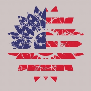 Distressed Sunflower Patriotic Flag SVG 4th Of July SVG