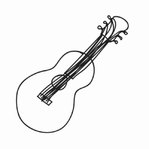 Guitar Drawing SVG Cut File, Guitar Vector Files Instant Download Drawings