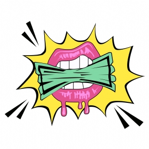 Lips with Money SVG Cut File, Money Vector Instant Download Drawings