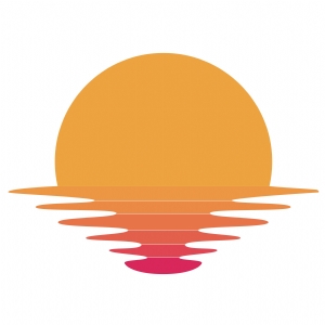 Sunset SVG Cut Files, Retro Sunset SVG Vector Instant Download Sky/Space