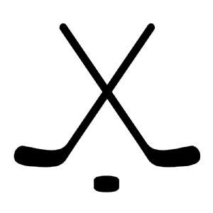 Hockey Puck with Crossed Sticks
