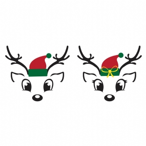 Reindeer SVG, Cute Deer Faces SVG, PNG, DXF Christmas SVG