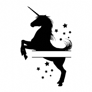 Black Unicorn Monogram SVG, Unicorn Monogram Instant Download Drawings