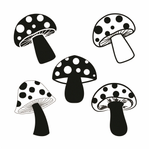 Polka Dot Mushroom Bundle SVG & Clipart Flower SVG