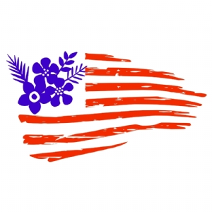 Floral USA Flag SVG | Flower Distressed American Flag SVG 4th Of July SVG