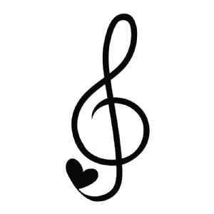 Black Treble Clef with Heart Svg Music