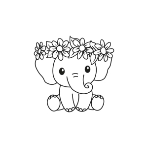 Cute Baby Floral Elephant SVG Cut File Wild & Jungle Animals SVG