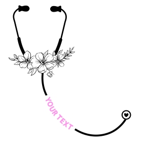 Floral Stethoscope Monogram SVG Design Nurse SVG