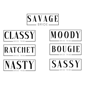 Savage Bride Tribe SVG Designs Bundle, Bachelorette Party SVG Wedding SVG