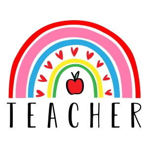 Teacher Rainbow with Apple SVG Design Teacher SVG