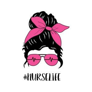 Pink Nurselife Messy Bun SVG Cut File Messy Bun SVG