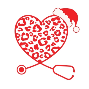 Nurse Santa SVG, Heart Stethoscope with Leopard SVG Christmas SVG