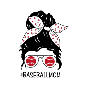Baseball Mom Messy Bun SVG Cut File, Mom Life Baseball SVG Messy Bun SVG