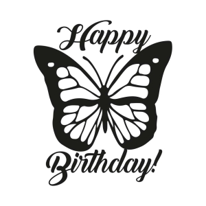 Happy Birthday Card Template with Butterfly SVG Birthday SVG