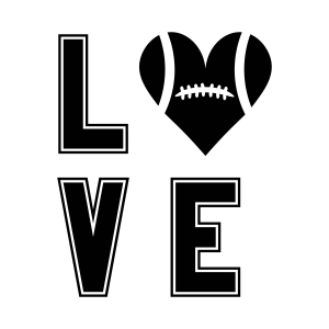 Love American Football Heart SVG, Instant Download Valentine's Day SVG