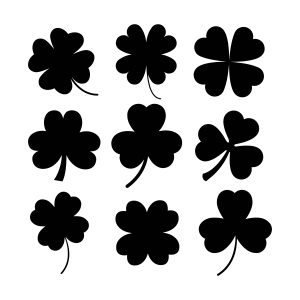 9 Shamrock Silhouettes SVG Bundle, Clover Cliparts St Patrick's Day SVG