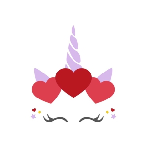 Valentine's Day Unicorn SVG, Unicorn Head with Hearts SVG Valentine's Day SVG