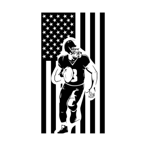 American Flag with Football Player SVG Cut File Football SVG