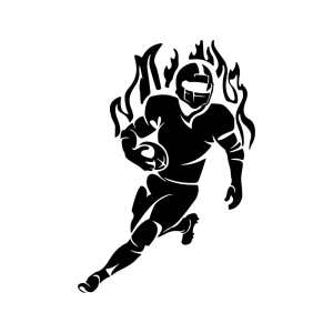 Football Player in Fire SVG Cut & Clipart File Football SVG