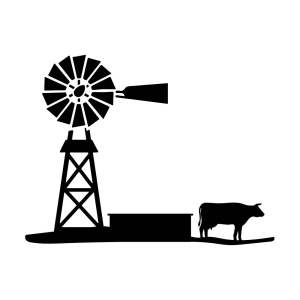 Farm Scene Windmill and Cattle SVG Cut File Wild & Jungle Animals SVG